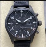 BLS Factory IWC Pilot Chronograph Top Gun IW388106 41mm Leather Strap Black Dial