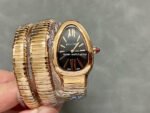 BV Factory Bvlgari Quartz Serpenti 102123 35mm Full Rose Gold Roman Numerals Black Dial