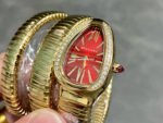 BV Factory Bvlgari Quartz Serpenti 103070 35mm Full Gold Roman Numerals Red Dial - Image 3
