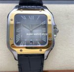 BV Factory Cartier Santos W2SA0030 39.8mm Gold Steel Leather Strap Roman Numerals Grey Dial