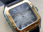 BV Factory Cartier Santos W2SA0030 39.8mm Gold Steel Leather Strap Roman Numerals Grey Dial - Image 2