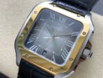 BV Factory Cartier Santos W2SA0030 39.8mm Gold Steel Leather Strap Roman Numerals Grey Dial - Image 3