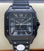 BV Factory Cartier Santos WSSA0039 39.8mm Steel Rubber Strap Roman Numerals Black Dial