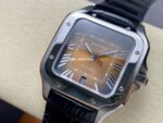 BV Factory Cartier Santos WSSA0064 39.8mm Steel Leather Strap Roman Numerals Orange Dial - Image 3