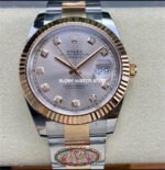 Clean Factory Rolex Datejust 126331-0007 41mm Half Rose Gold Diamond Pink Dial