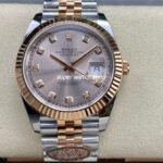 Clean Factory Rolex Datejust 126331-0008 41mm Half Rose Gold Diamond Pink Dial Jubilee
