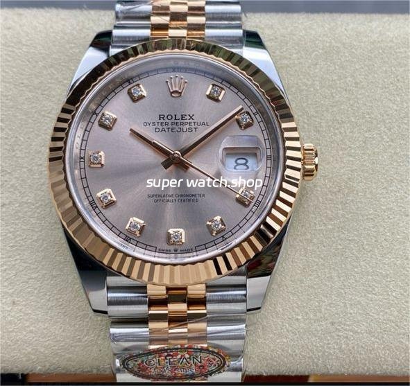 Clean-Factory-Rolex-Datejust-126331-0008-41MM-Half-Rose-Gold-Diamond-Pink-Dial-Jubilee-1.jpg Clean Factory Rolex Datejust 126331-0008 41mm Half Rose Gold Diamond Pink Dial Jubilee - Image 1