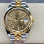 Clean Factory Rolex Datejust 126333-0010 41mm Half Gold Champagne Dial