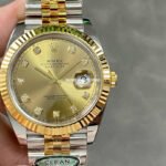 Clean Factory Rolex Datejust 126333-0012 41mm Half Gold Diamond Champagne Dial