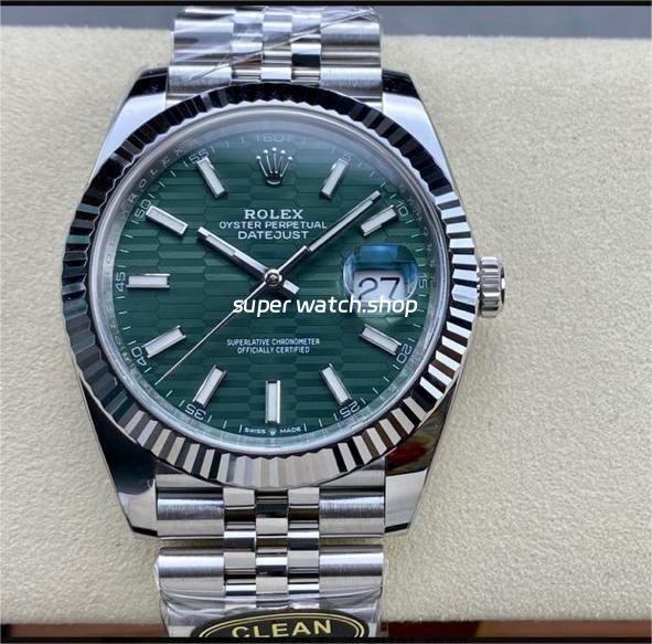 Clean-Factory-Rolex-Datejust-126334-0030-41MM-Full-904L-Fluted-Motif-Olive-Gre-4.jpg Clean Factory Rolex Datejust 126334-0030 41mm Full 904L Fluted Motif Olive Green Dial Jubilee - Image 1