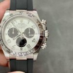 Clean Factory Rolex Daytona 116519LN 40mm White Gold Oysterflex Arabic Number Black Eye White Dial