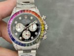Clean Factory Rolex Daytona 116599RBOW 40mm Rainbow Gems Bezel Full White Gold Diamond Mop Black Dial