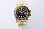 Clean Factory Rolex GMT-Master II 126718GRNR-0001 40mm Full Yellow Gold Black Dial Jubilee