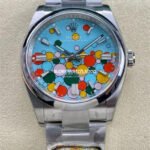 Clean Factory Rolex Oyster Perpetual 124300-0008 41mm Full 904L Bubbles Fringed Blue Dial