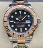 Clean Factory Rolex Yacht-Master 126621-0002 40mm Half Rose Gold Black Dial