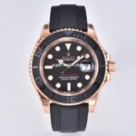 Clean Factory Rolex Yacht-Master 126655-0002 40mm Rose Gold Oysterflex Black Dial