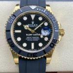 Clean Factory Rolex Yacht-Master 226658-0001 42mm Yellow Gold Oysterflex Black Dial
