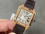 F1 Factory Cartier Santos Dumont WGSA0022 27.5mm Rose Gold Leather Strap Roman Numerals Silver Dial - Image 3