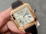F1 Factory Cartier Santos Dumont WGSA0032 33.9mm Rose Gold Leather Strap Roman Numerals Silver Dial - Image 2