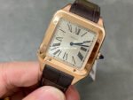 F1 Factory Cartier Santos Dumont WGSA0032 33.9mm Rose Gold Leather Strap Roman Numerals Silver Dial - Image 3