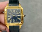 F1 Factory Cartier Santos Dumont WGSA0077 31.4mm Yellow Gold Leather Strap Roman Numerals Black Dial