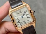 F1 Factory Cartier Santos Dumont WHSA0021 31.4mm Rose Gold Leather Strap Roman Numerals Silver Dial - Image 2
