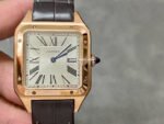 F1 Factory Cartier Santos Dumont WHSA0021 31.4mm Rose Gold Leather Strap Roman Numerals Silver Dial