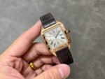 F1 Factory Cartier Santos Dumont WHSA0021 31.4mm Rose Gold Leather Strap Roman Numerals Silver Dial - Image 4