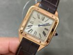 F1 Factory Cartier Santos Dumont WHSA0021 31.4mm Rose Gold Leather Strap Roman Numerals Silver Dial - Image 3