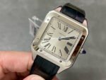 F1 Factory Cartier Santos Dumont WSSA0032 33.9mm Steel Leather Strap Roman Numerals Silver Dial - Image 3