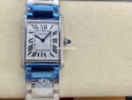 F1 Factory Cartier Tank Louis Cartier W4TA0017 25.5mm Diamond Bezel Full Steel Roman Numerals Silver Dial