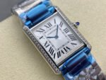 F1 Factory Cartier Tank Louis Cartier W4TA0017 25.5mm Diamond Bezel Full Steel Roman Numerals Silver Dial - Image 2