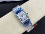 F1 Factory Cartier Tank Louis Cartier W4TA0017 25.5mm Diamond Bezel Full Steel Roman Numerals Silver Dial - Image 4
