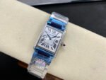 F1 Factory Cartier Tank Louis Cartier W4TA0017 25.5mm Diamond Bezel Full Steel Roman Numerals Silver Dial - Image 5