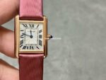 F1 Factory Cartier Tank Louis Cartier WGTA0010 22mm Rose Gold Red Leather Strap Roman Numerals Silver Dial