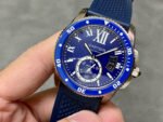 F5 Factory Cartier Calibre de Cartier Diver WSCA0010 42mm Steel Rubber Strap Roman Numerals Blue Dial - Image 3