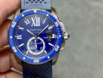 F5 Factory Cartier Calibre de Cartier Diver WSCA0010 42mm Steel Rubber Strap Roman Numerals Blue Dial