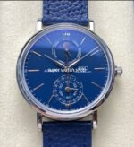 GR Factory IWC Portofino Complete Calendar 41mm Steel Leather Strap Blue Dial
