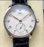GR Factory IWC Portuguese IW358303 40mm Steel Leather Strap Arabic Numerals Silver Dial