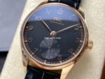 GR Factory IWC Portuguese IW358401 40mm Rose Gold Leather Strap Arabic Numerals Black Dial - Image 3