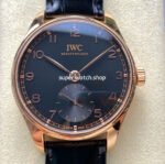 GR Factory IWC Portuguese IW358401 40mm Rose Gold Leather Strap Arabic Numerals Black Dial