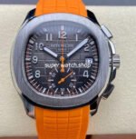 GR Factory Patek Philippe Aquanaut 5968A-001 42.2mm Steel Orange Rubber Strap Black Dial