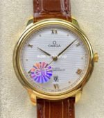 GT Factory Omega De Ville Co-Axial 434.53.40.20.02.002 40mm Gold Leather Strap Gold Point&Roman Number Silver Pupil Dial