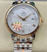 GT Factory Omega De Ville Prestige 424.20.40.20.02.003 39.5mm Half Gold Steel Gold Roman Number Silver Web Weaving Dial