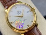 GT Factory Omega De Ville Prestige 424.53.40.20.02.002 39.5mm Gold Leather Strap Gold Roman Number Silver Dial - Image 2