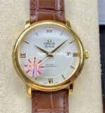 GT Factory Omega De Ville Prestige 424.53.40.20.02.002 39.5mm Gold Leather Strap Gold Roman Number Silver Dial