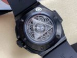 HB Factory Hublot Big Bang Sang Bleu 418.CX.1107.RX.MXM22 45mm Ceramic Black Rubber Strap White Needle Skeletonized Black Dial - Image 7
