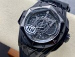 HB Factory Hublot Big Bang Sang Bleu 418.CX.1114.RX.MXM20 45mm Ceramic Black Rubber Strap Grey Needle Skeletonized Black Dial - Image 3