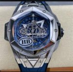 HB Factory Hublot Big Bang Sang Bleu 418.NX.2001.RX.MXM20 45mm Titanium Blue Rubber Strap Skeletonized Blue Dial