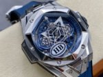 HB Factory Hublot Big Bang Sang Bleu 418.NX.2001.RX.MXM20 45mm Titanium Blue Rubber Strap Skeletonized Blue Dial - Image 2